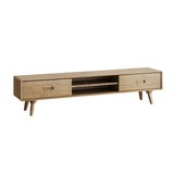 Handcrafted Ash Wood TV Stand — Timeless Traditional Style, Formaldehyde-Free Finish, Dual-Storage Cabinet with 2 Drawers for Living Room