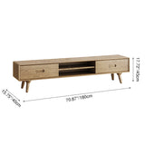 Handcrafted Ash Wood TV Stand — Timeless Traditional Style, Formaldehyde-Free Finish, Dual-Storage Cabinet with 2 Drawers for Living Room