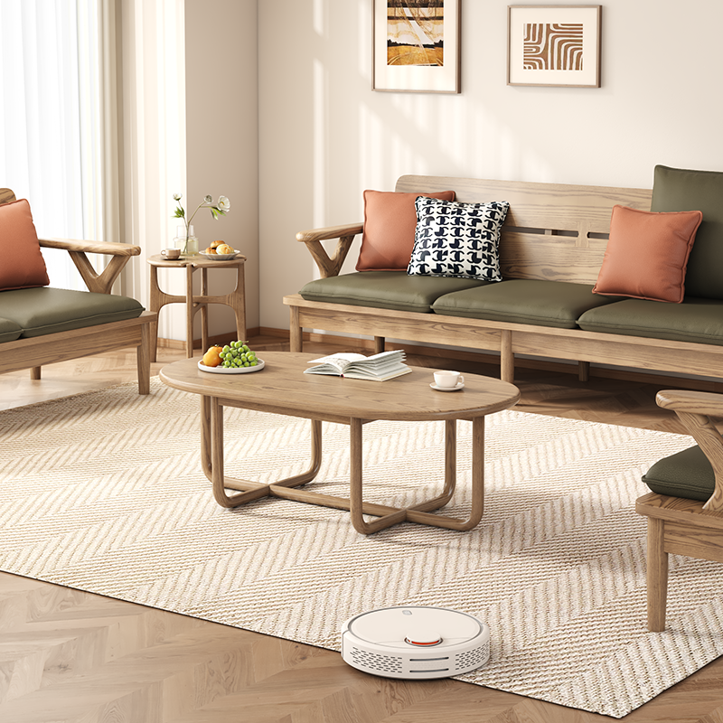Sleek Oval Ash Wood Coffee Table – Stable, Eco-Friendly One-Tier Design for Living Room