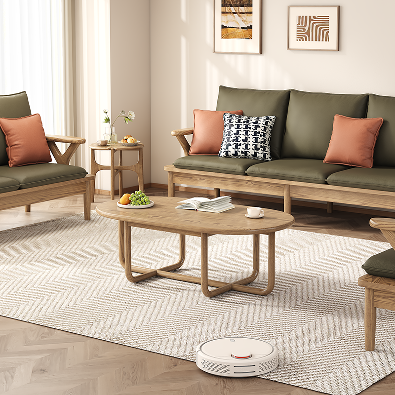 Sleek Oval Ash Wood Coffee Table – Stable, Eco-Friendly One-Tier Design for Living Room