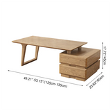 Japanese Zen Ash Wood Extendable Coffee Table with Two Drawers – Eco-Friendly Storage for Living Room