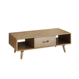 Space-Saving Modern Ash Wood Coffee Table with 2-Tier Storage – Eco-Friendly Minimalist Design for Living Room