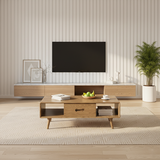 Space-Saving Modern Ash Wood Coffee Table with 2-Tier Storage – Eco-Friendly Minimalist Design for Living Room