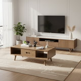 Space-Saving Modern Ash Wood Coffee Table with 2-Tier Storage – Eco-Friendly Minimalist Design for Living Room