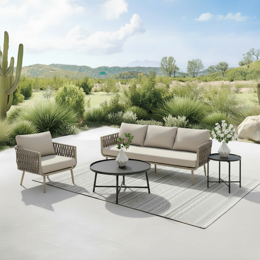 Coastal-Inspired Waterproof Aluminum Outdoor Sofa - 1/2/3-Seater for Garden & Balcony