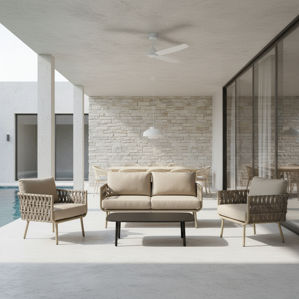Coastal-Inspired Waterproof Aluminum Outdoor Sofa - 1/2/3-Seater for Garden & Balcony