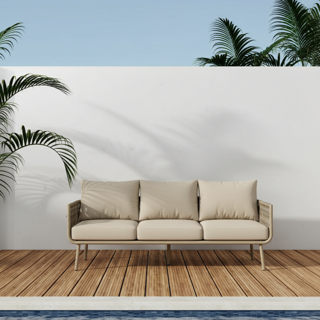 Coastal-Inspired Waterproof Aluminum Outdoor Sofa - 1/2/3-Seater for Garden & Balcony