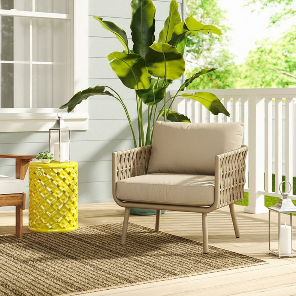 Coastal-Inspired Waterproof Aluminum Outdoor Sofa - 1/2/3-Seater for Garden & Balcony
