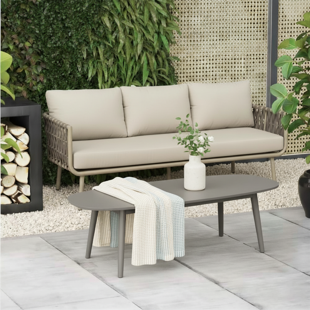 Coastal-Inspired Waterproof Aluminum Outdoor Sofa - 1/2/3-Seater for Garden & Balcony
