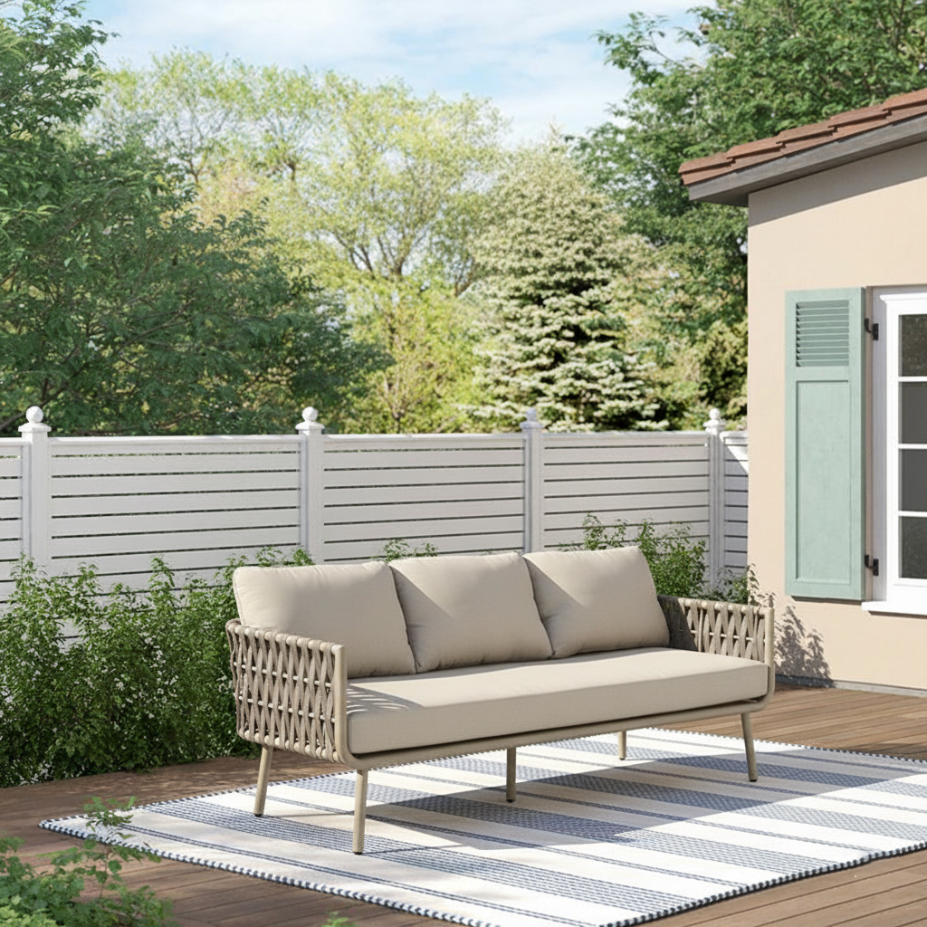 Coastal-Inspired Waterproof Aluminum Outdoor Sofa - 1/2/3-Seater for Garden & Balcony