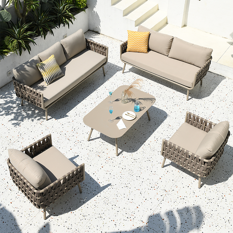 Coastal-Inspired Waterproof Aluminum Outdoor Sofa - 1/2/3-Seater for Garden & Balcony