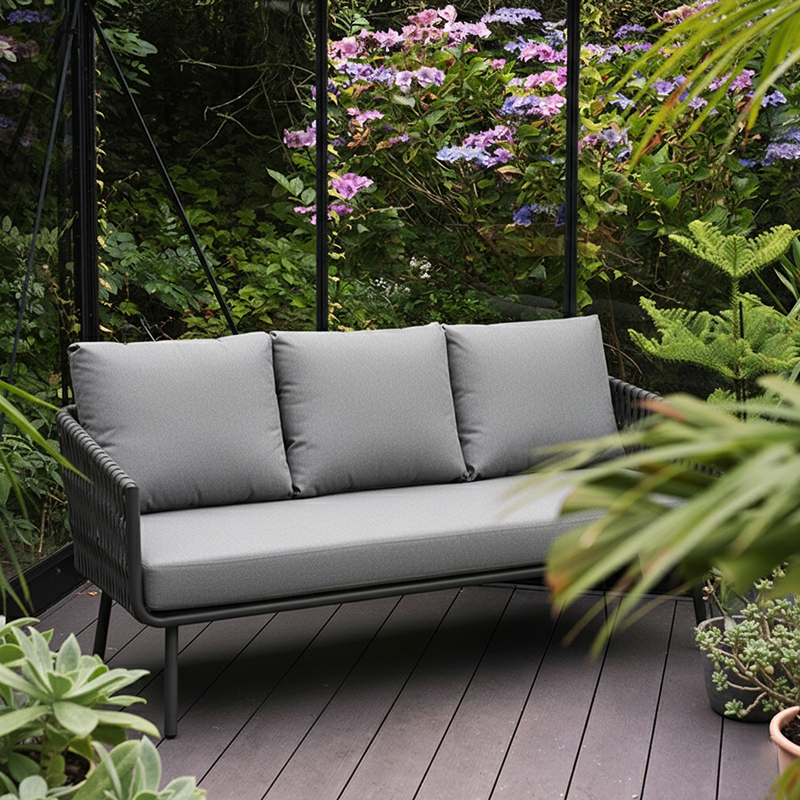 Sleek Stain-Resistant Modern Aluminum Outdoor Sofa — 1/3-Seat for Patio & Garden