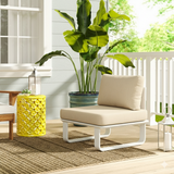 Sleek Minimalist Outdoor Teak & Aluminum 1/2-Seater Sofa for Patio & Garden