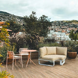 Sleek Minimalist Outdoor Teak & Aluminum 1/2-Seater Sofa for Patio & Garden