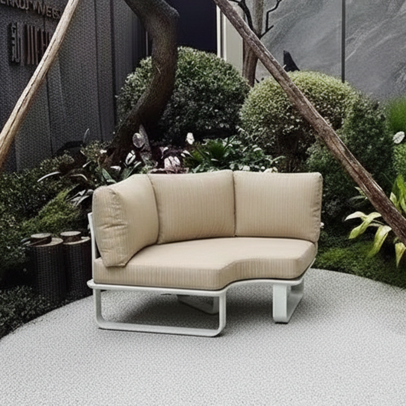 Sleek Minimalist Outdoor Teak & Aluminum 1/2-Seater Sofa for Patio & Garden