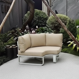 Sleek Minimalist Outdoor Teak & Aluminum 1/2-Seater Sofa for Patio & Garden