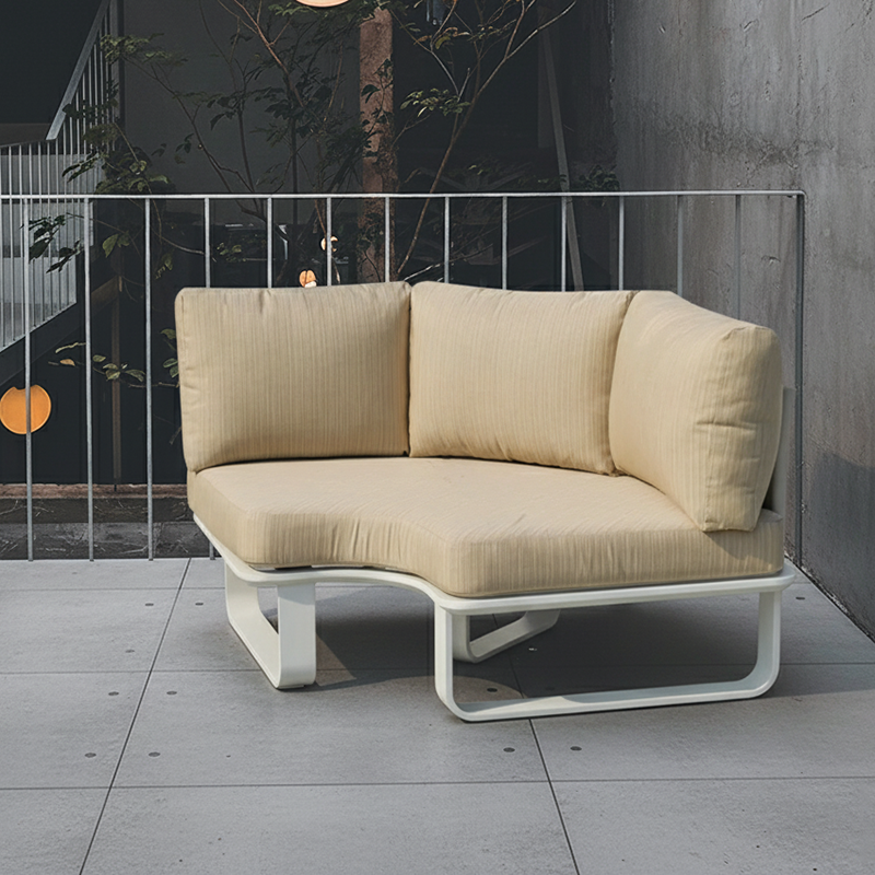Sleek Minimalist Outdoor Teak & Aluminum 1/2-Seater Sofa for Patio & Garden