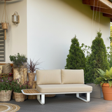 Sleek Minimalist Outdoor Teak & Aluminum 1/2-Seater Sofa for Patio & Garden
