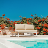 Sleek Minimalist Outdoor Teak & Aluminum 1/2-Seater Sofa for Patio & Garden