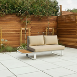Sleek Minimalist Outdoor Teak & Aluminum 1/2-Seater Sofa for Patio & Garden