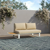 Sleek Minimalist Outdoor Teak & Aluminum 1/2-Seater Sofa for Patio & Garden
