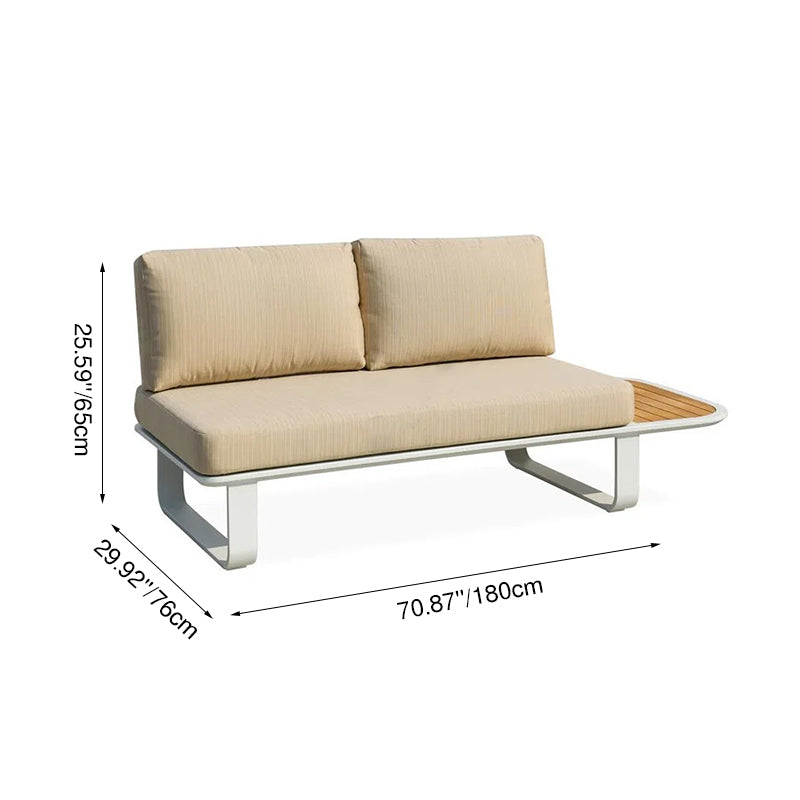 Sleek Minimalist Outdoor Teak & Aluminum 1/2-Seater Sofa for Patio & Garden