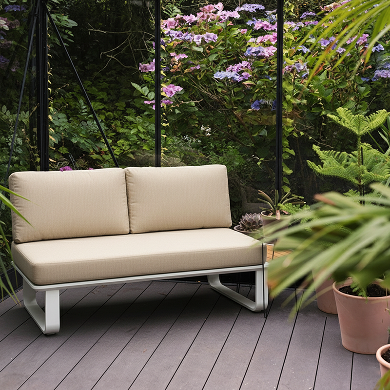 Sleek Minimalist Outdoor Teak & Aluminum 1/2-Seater Sofa for Patio & Garden