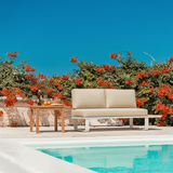 Sleek Minimalist Outdoor Teak & Aluminum 1/2-Seater Sofa for Patio & Garden