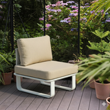 Sleek Minimalist Outdoor Teak & Aluminum 1/2-Seater Sofa for Patio & Garden