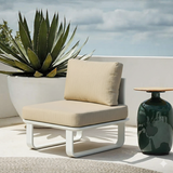 Sleek Minimalist Outdoor Teak & Aluminum 1/2-Seater Sofa for Patio & Garden
