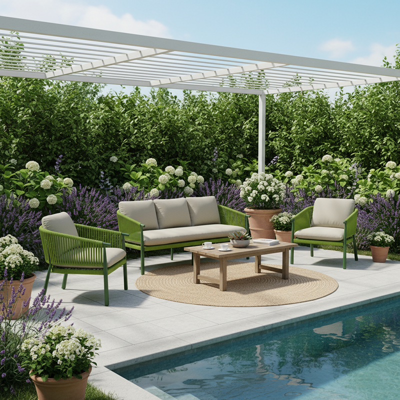 Stylish Scandinavian Outdoor Rope Sofa for Garden – 1–3 Seater for Balcony & Patio