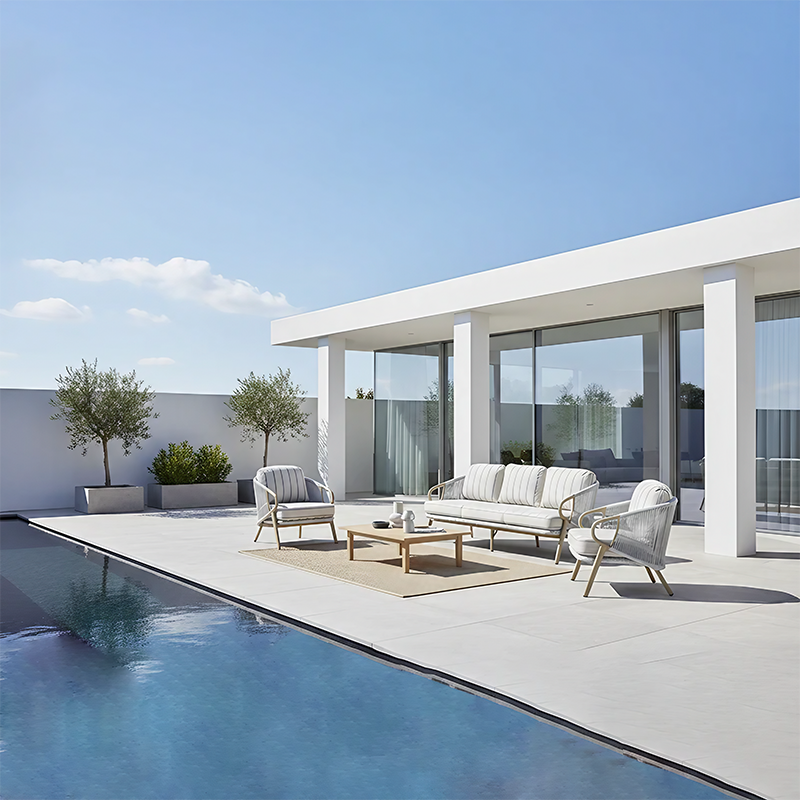 Modern Scandinavian Outdoor Resin Sofa - 1/3-Seat for Balcony & Patio