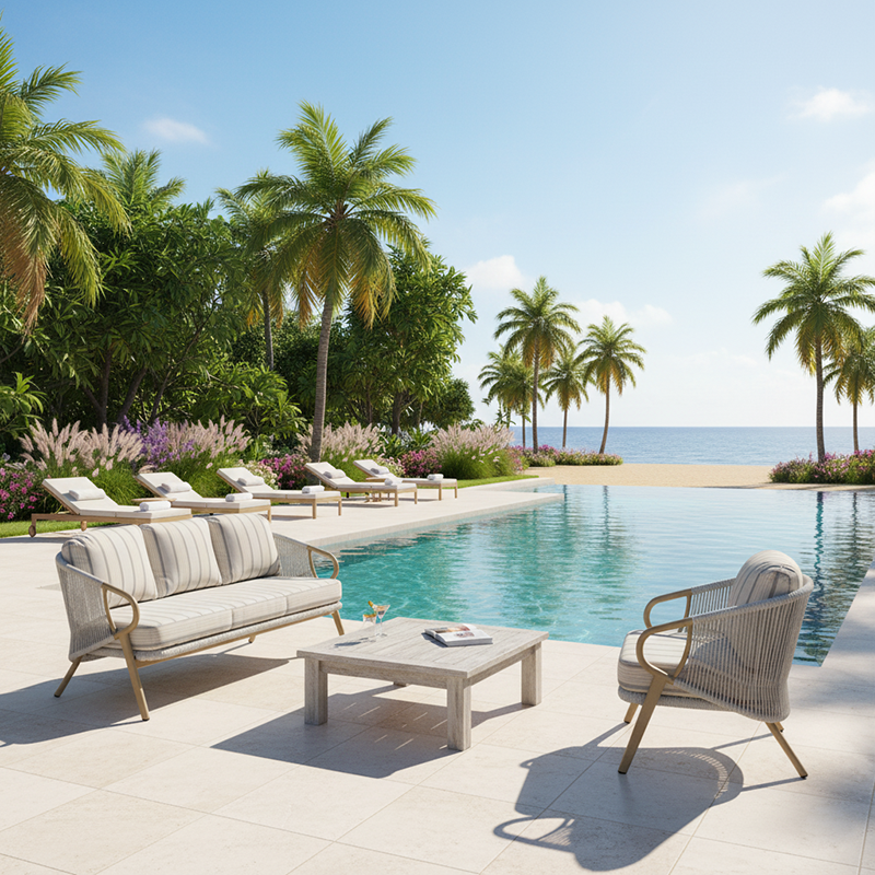 Modern Scandinavian Outdoor Resin Sofa - 1/3-Seat for Balcony & Patio