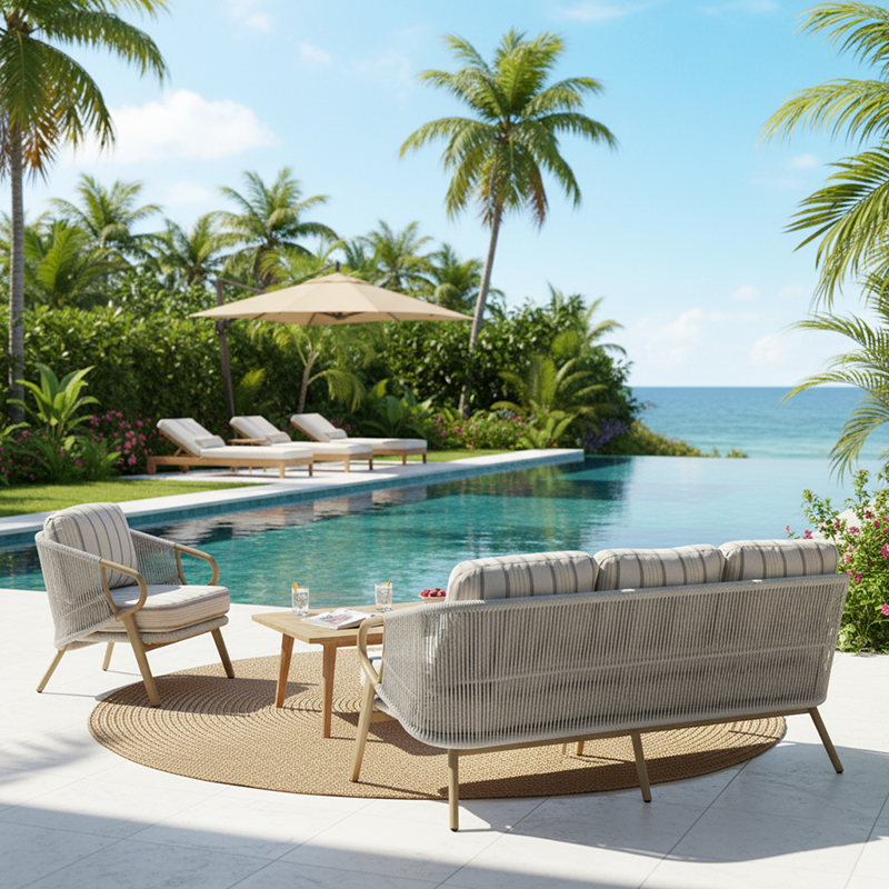 Modern Scandinavian Outdoor Resin Sofa - 1/3-Seat for Balcony & Patio