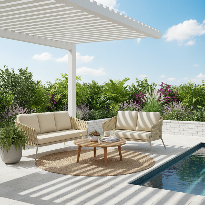 Elegant Traditional French Rope-Woven Outdoor Sofa – 1-3 Seater for Balcony & Patio