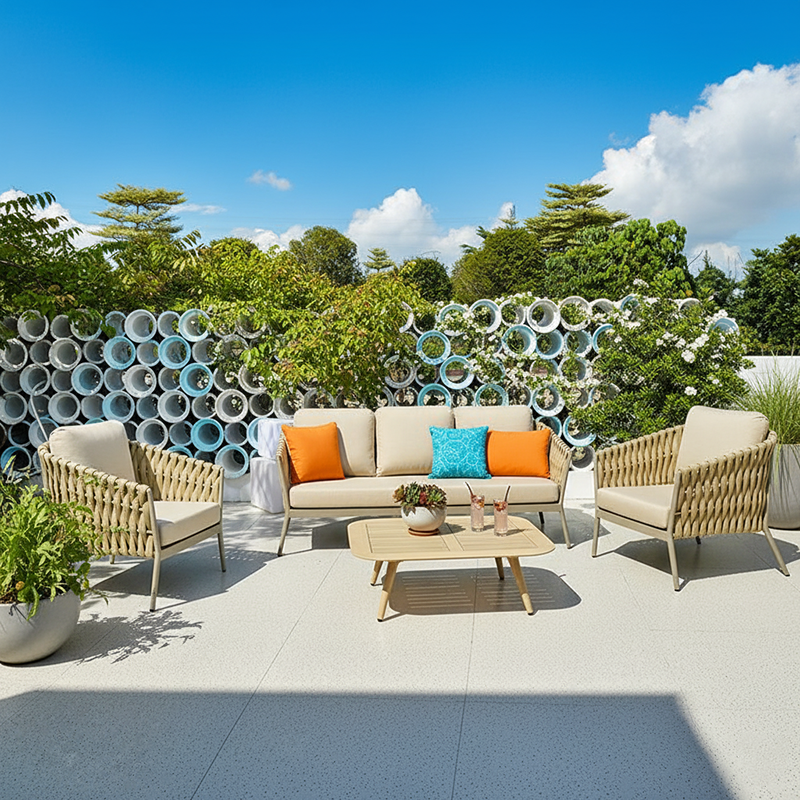 Elegant Traditional French Rope-Woven Outdoor Sofa – 1-3 Seater for Balcony & Patio