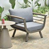 Sleek Contemporary Scandinavian Aluminum Outdoor Sofa – Compact 1/3 Seater for Balcony & Patio
