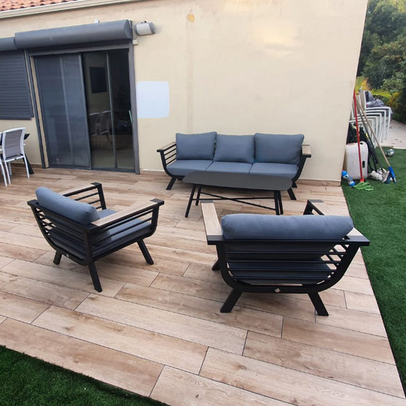 Sleek Contemporary Scandinavian Aluminum Outdoor Sofa – Compact 1/3 Seater for Balcony & Patio
