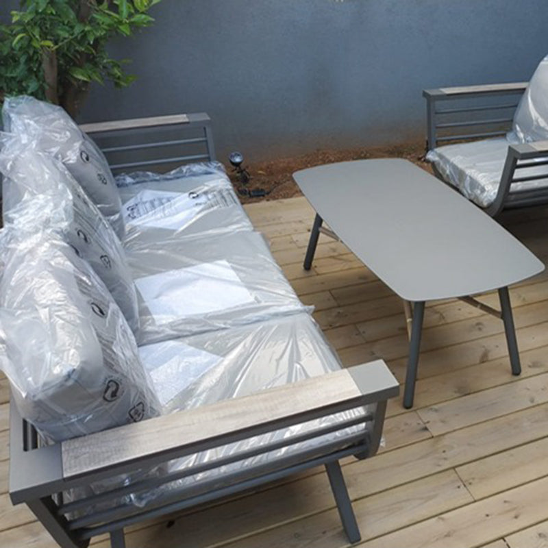 Sleek Contemporary Scandinavian Aluminum Outdoor Sofa – Compact 1/3 Seater for Balcony & Patio