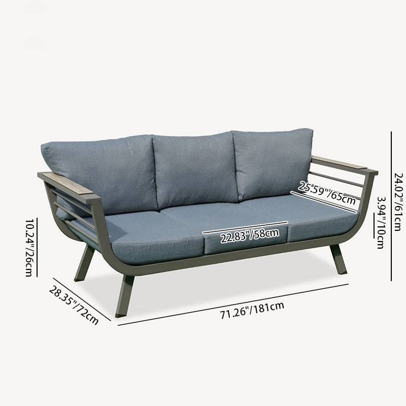 Sleek Contemporary Scandinavian Aluminum Outdoor Sofa – Compact 1/3 Seater for Balcony & Patio