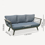 Sleek Contemporary Scandinavian Aluminum Outdoor Sofa – Compact 1/3 Seater for Balcony & Patio