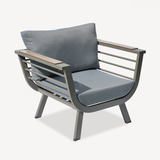 Sleek Contemporary Scandinavian Aluminum Outdoor Sofa – Compact 1/3 Seater for Balcony & Patio