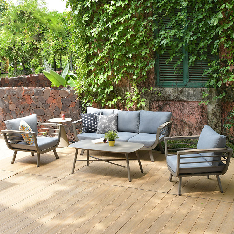 Sleek Contemporary Scandinavian Aluminum Outdoor Sofa – Compact 1/3 Seater for Balcony & Patio