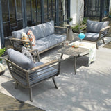 Sleek Contemporary Scandinavian Aluminum Outdoor Sofa – Compact 1/3 Seater for Balcony & Patio