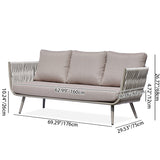 Modern Scandinavian Outdoor Rope-Weave Sofa – 1/2/3-Seater for Balcony & Patio