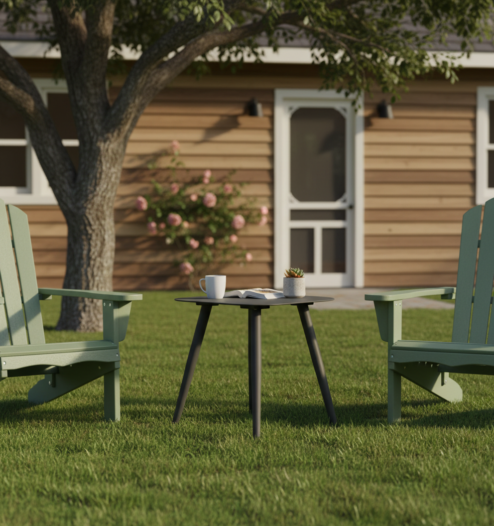 Minimalist Aluminum Side Table – Modern Rectangular/Square Accent Table with Sand-Texture Finish, Outdoor-Ready