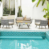 Minimalist Aluminum Side Table – Modern Rectangular/Square Accent Table with Sand-Texture Finish, Outdoor-Ready