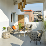 Sleek Contemporary Aluminum Outdoor Table with Tempered Glass Top – Stylish Patio Coffee Table
