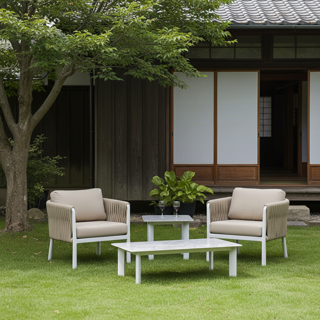 Minimalist Aluminum Alloy Outdoor Table with Scratch-Resistant Sintered Stone Top – Weatherproof Patio Coffee Table