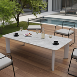 Minimalist Aluminum Alloy Outdoor Table with Scratch-Resistant Sintered Stone Top – Weatherproof Patio Coffee Table